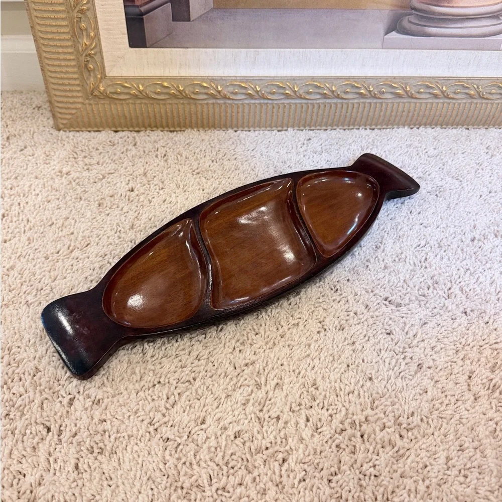 Vintage hand carved mahogany serving Tray